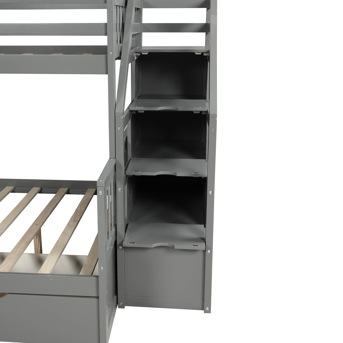 Full Bunk Bed with Drawers Gray