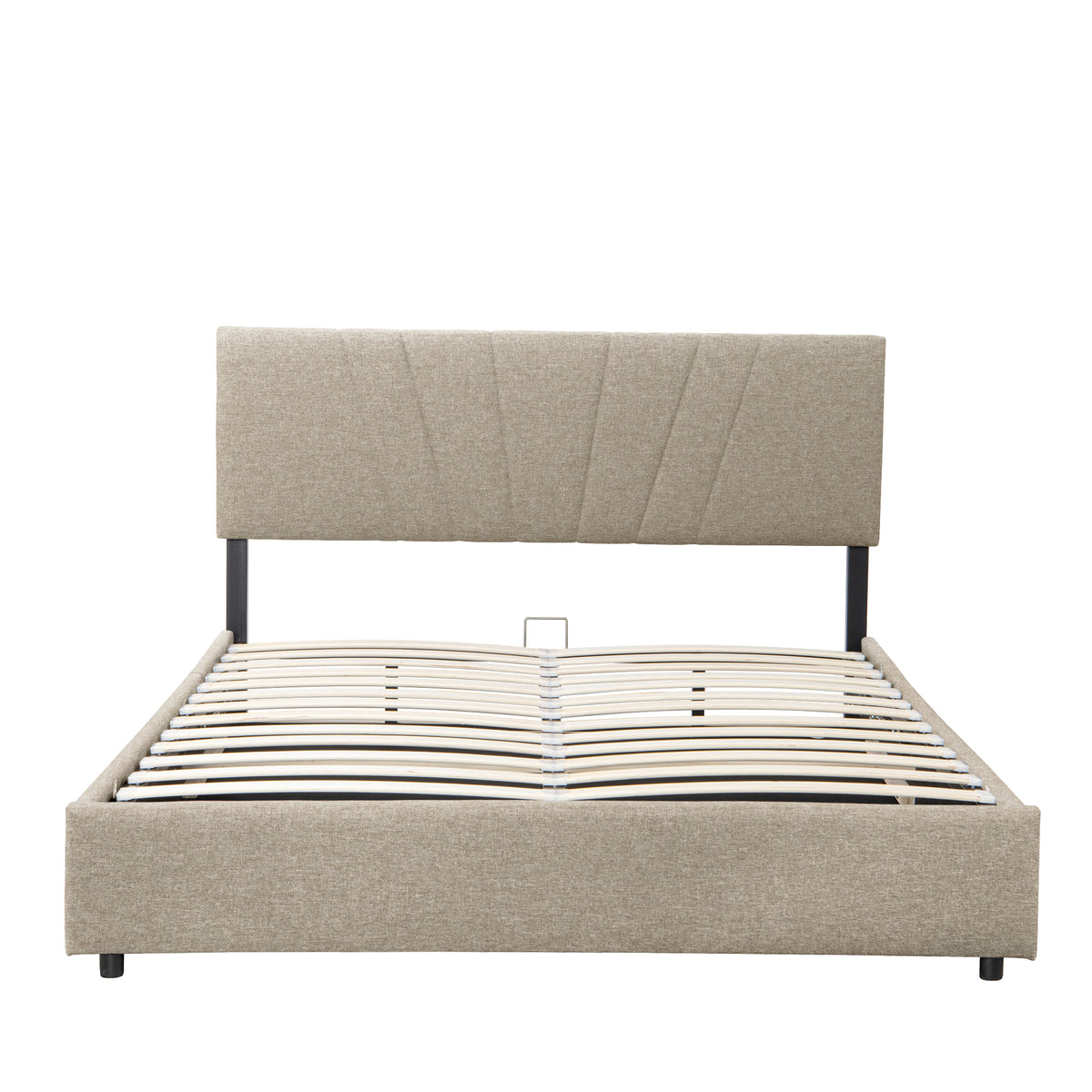 Full Storage Platform Bed Beige