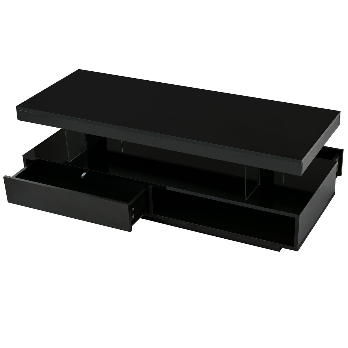 LED Coffee Table with Display and Storage Black