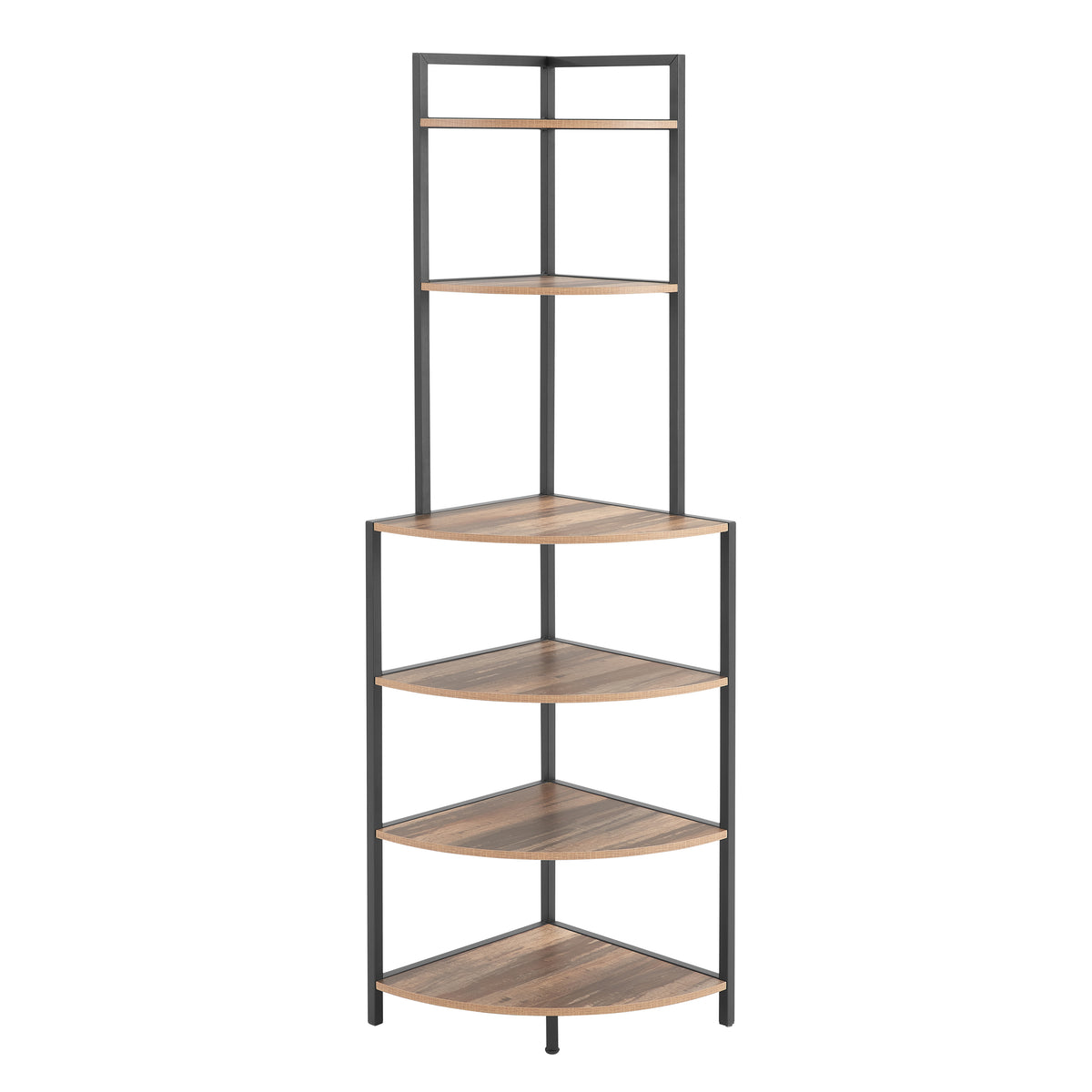 Tall Wooden Bookshelf Corner Storage Brown