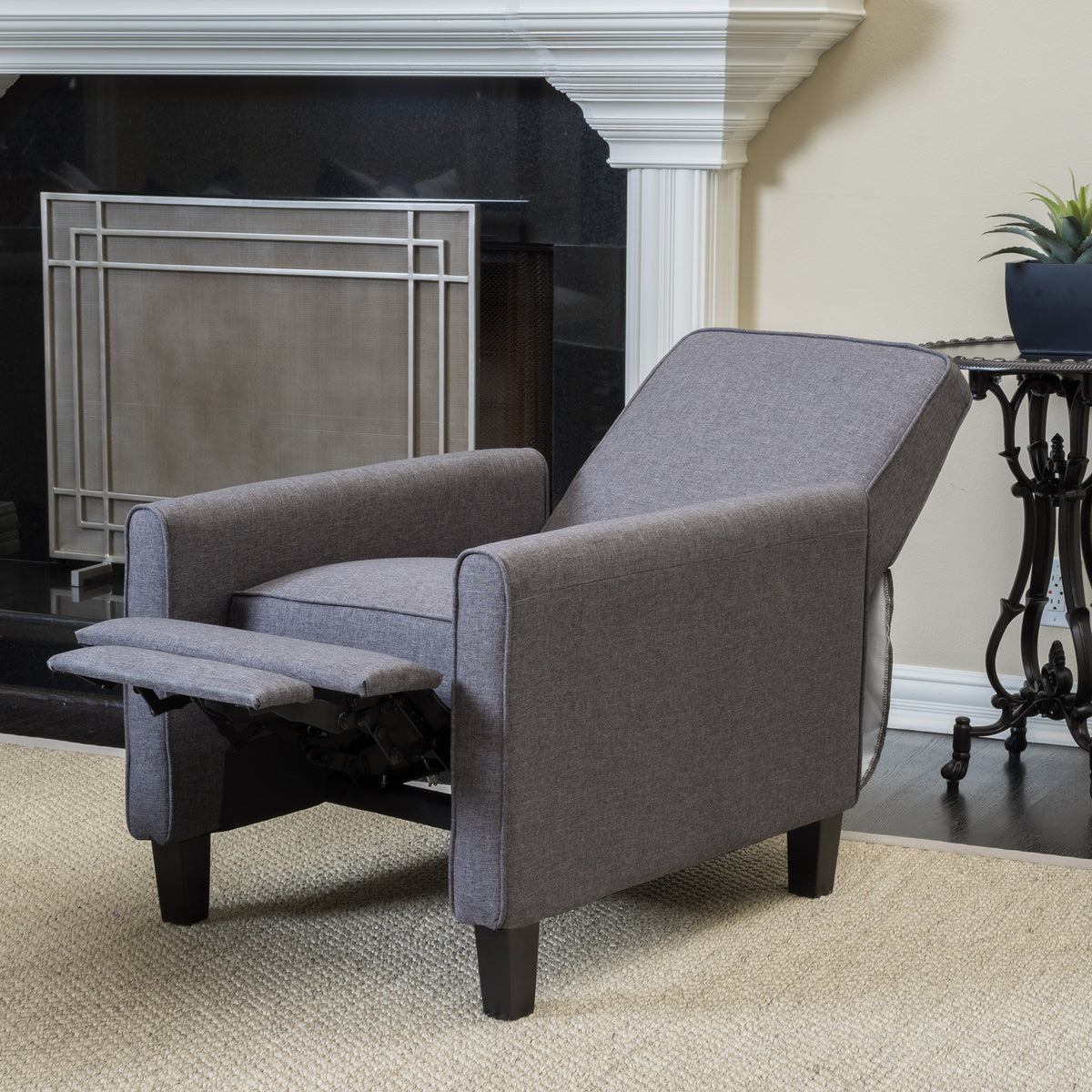 Smoke Fabric Push Back Recliner Gray