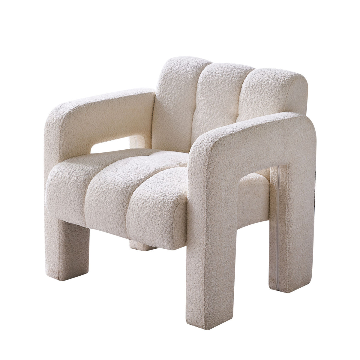 Boucle Accent Chair Beige Upholstery