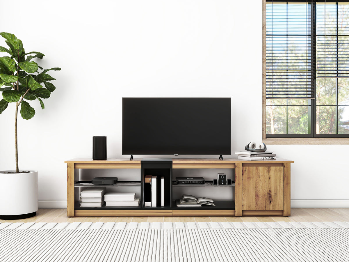 Modern LED TV Stand with Media Storage