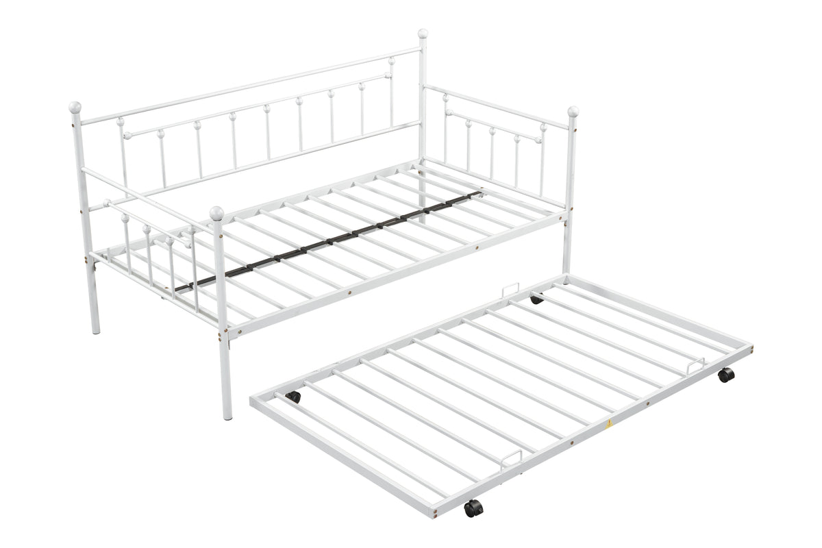 Metal Double Platform Bed Light Gray