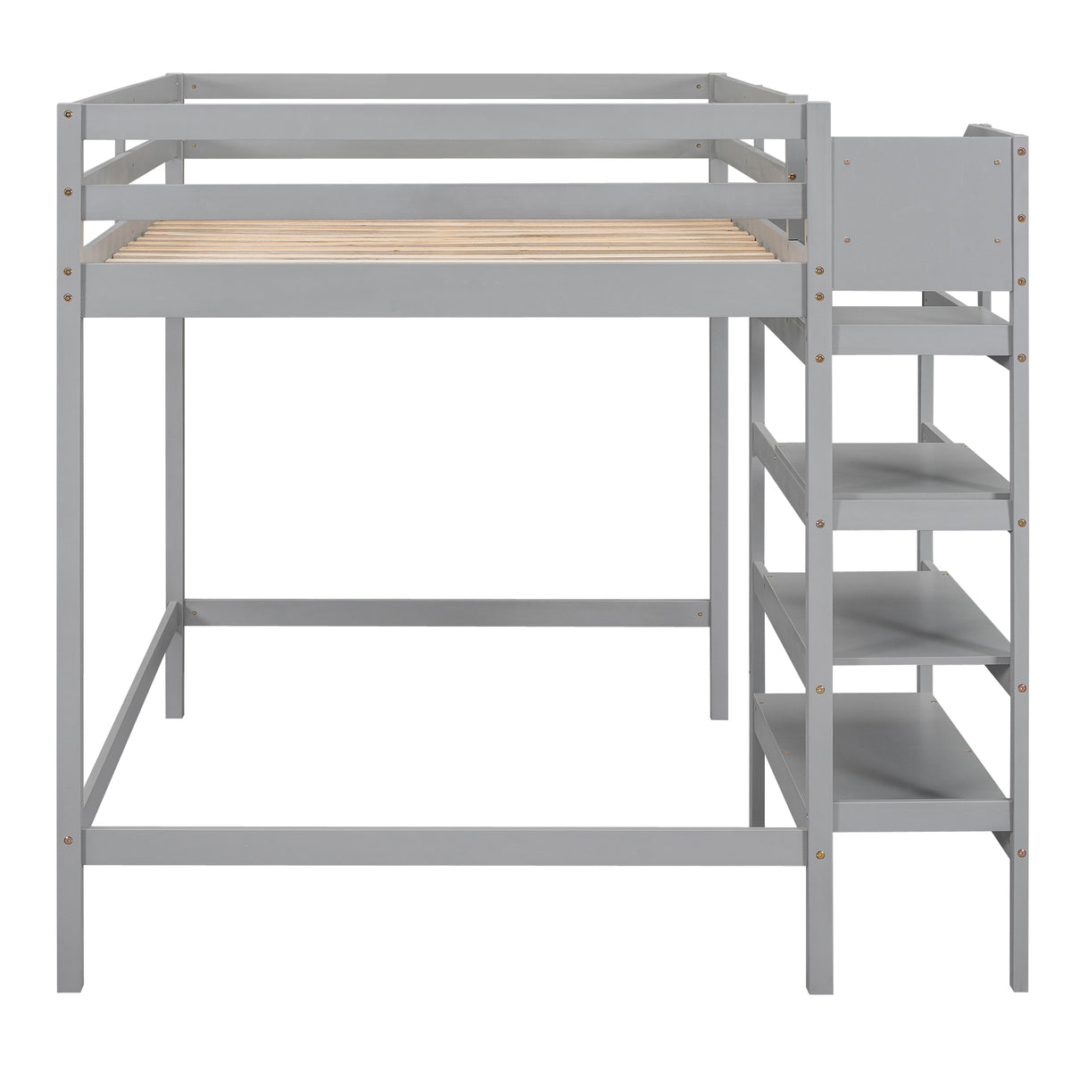 Full Loft Bed with Built-in Storage Gray