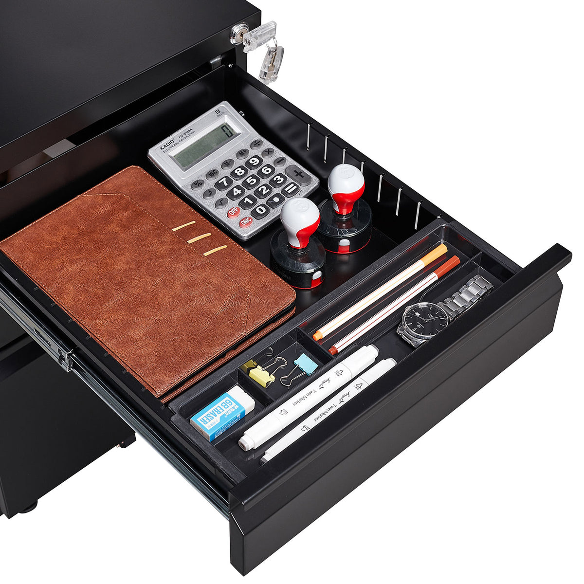 3-Drawer Metal Filing Cabinet with Lock