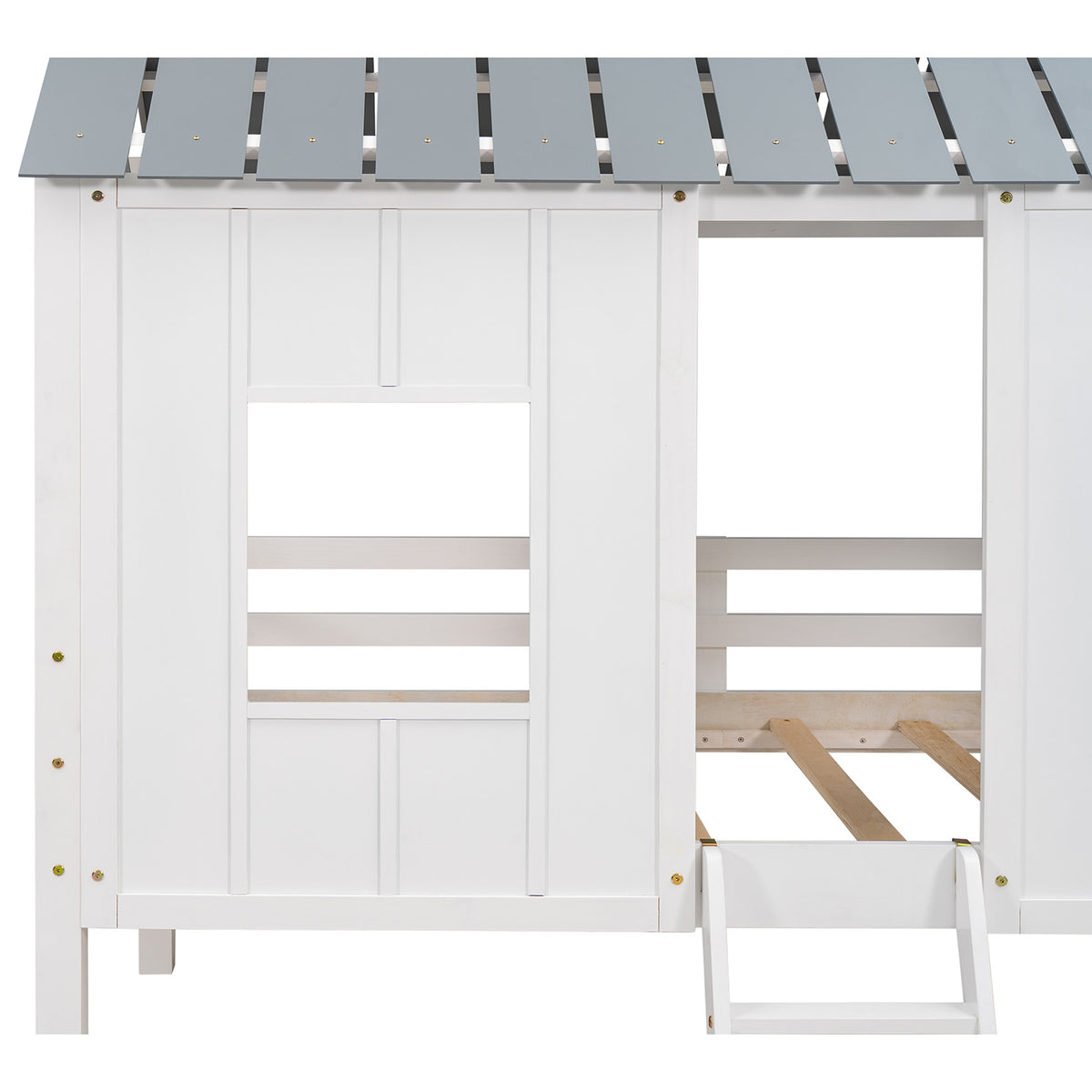 Low Loft Twin Bed with Windows White