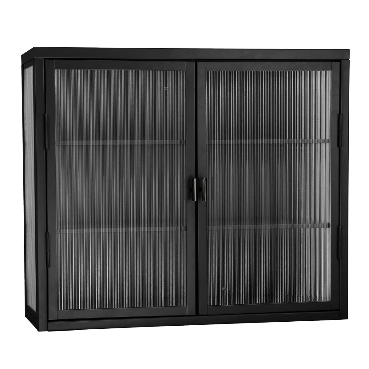Retro Double Glass Wall Cabinet with Detachable Shelves White