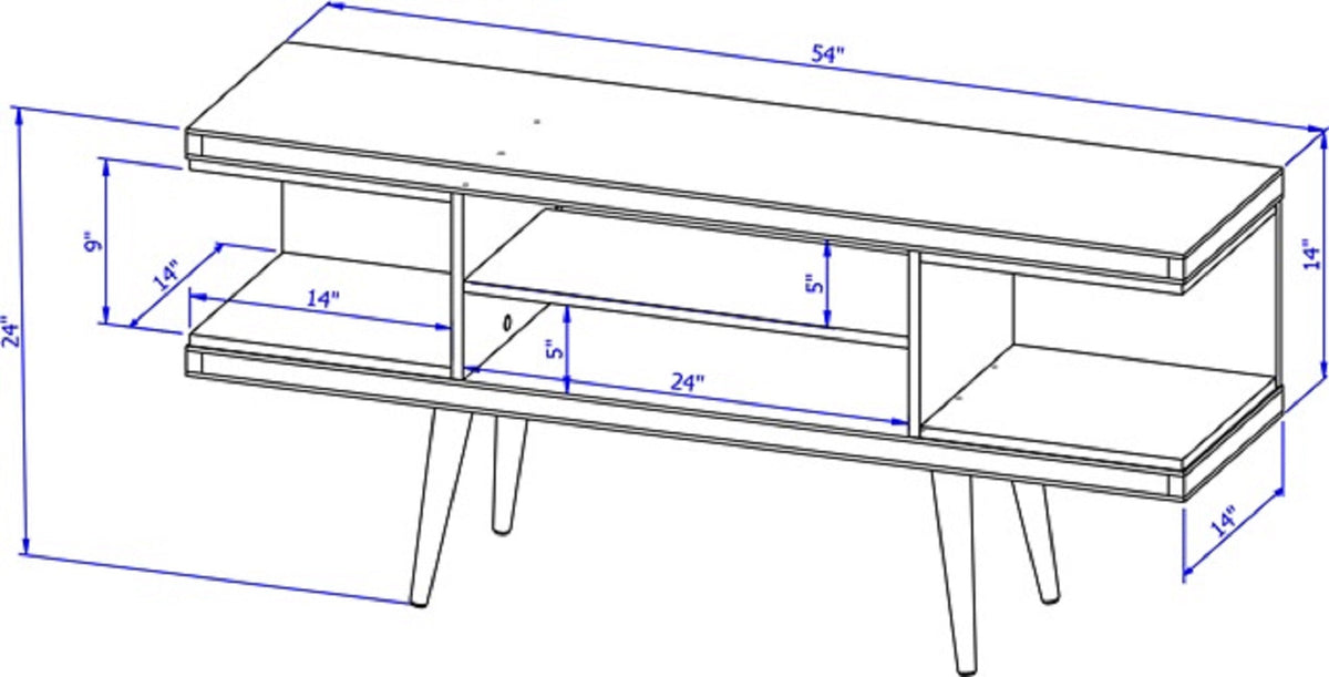 Eureka Modern 53.14" TV Stand with 4 Shelves - Off White Gloss/Maple Cream