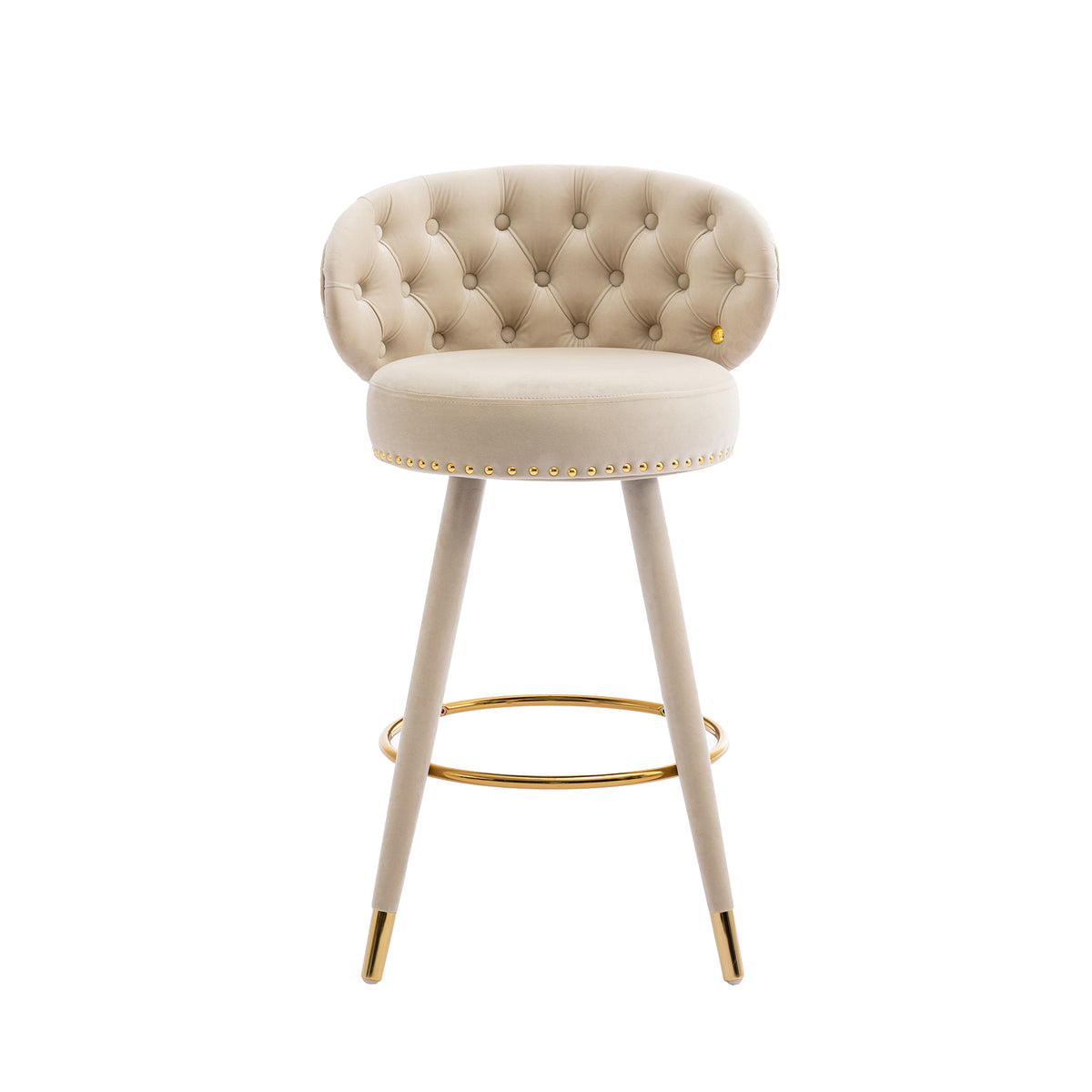 Coolmore Velvet Bar Stools (2 pcs) – Beige