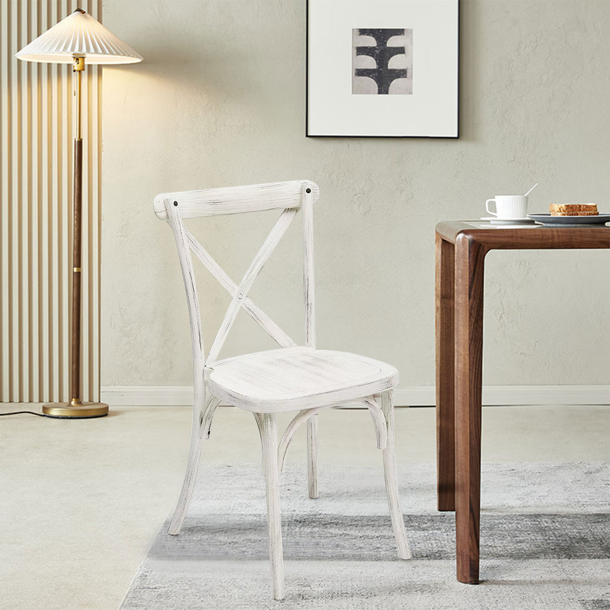 White Resin X-Back Dining Chair Set (4 pcs)