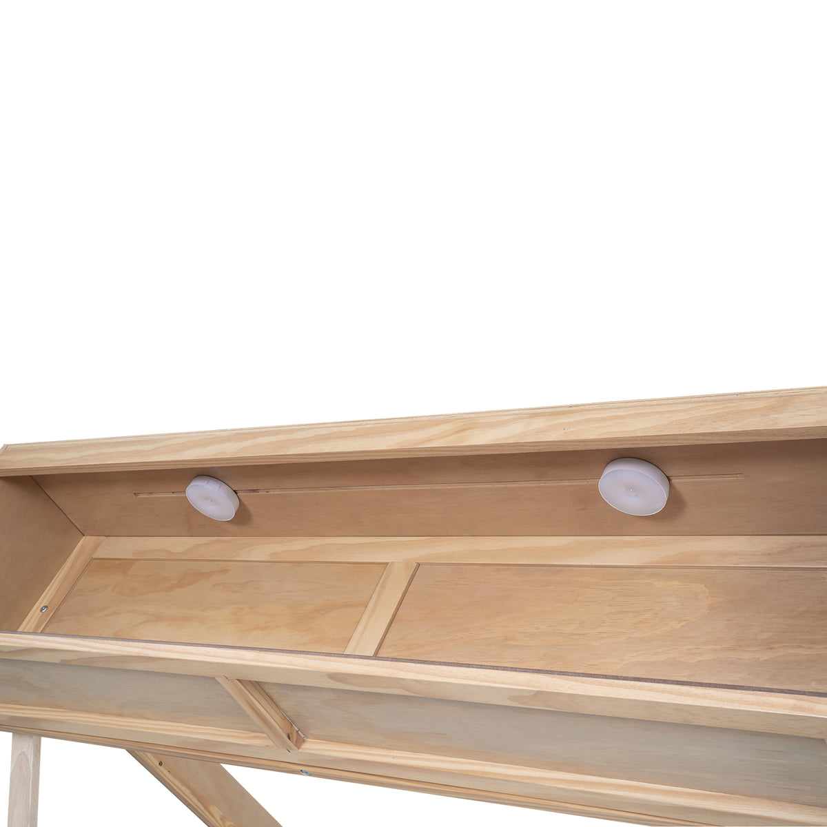 Full Platform Bed with LED Headboard – Natural Wood