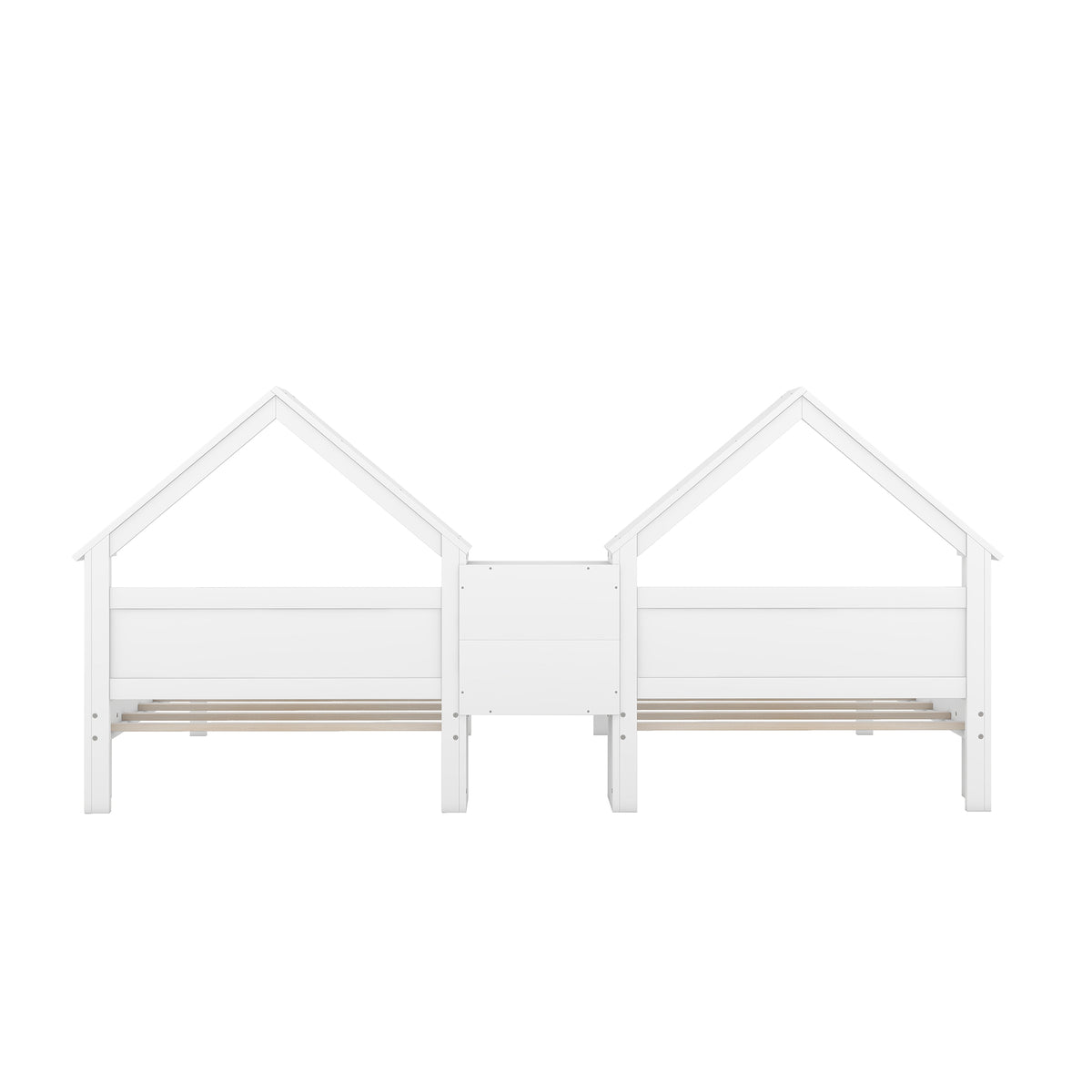 Twin Platform Bed with Built-In Nightstand White