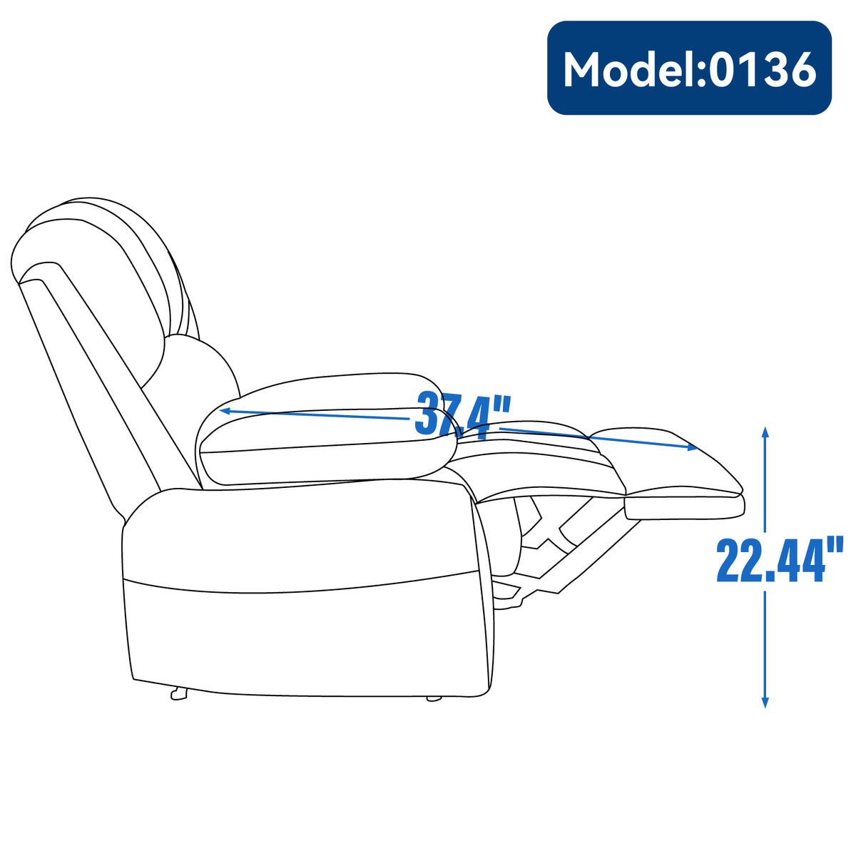 Large Manual Fabric Recliner – Gray