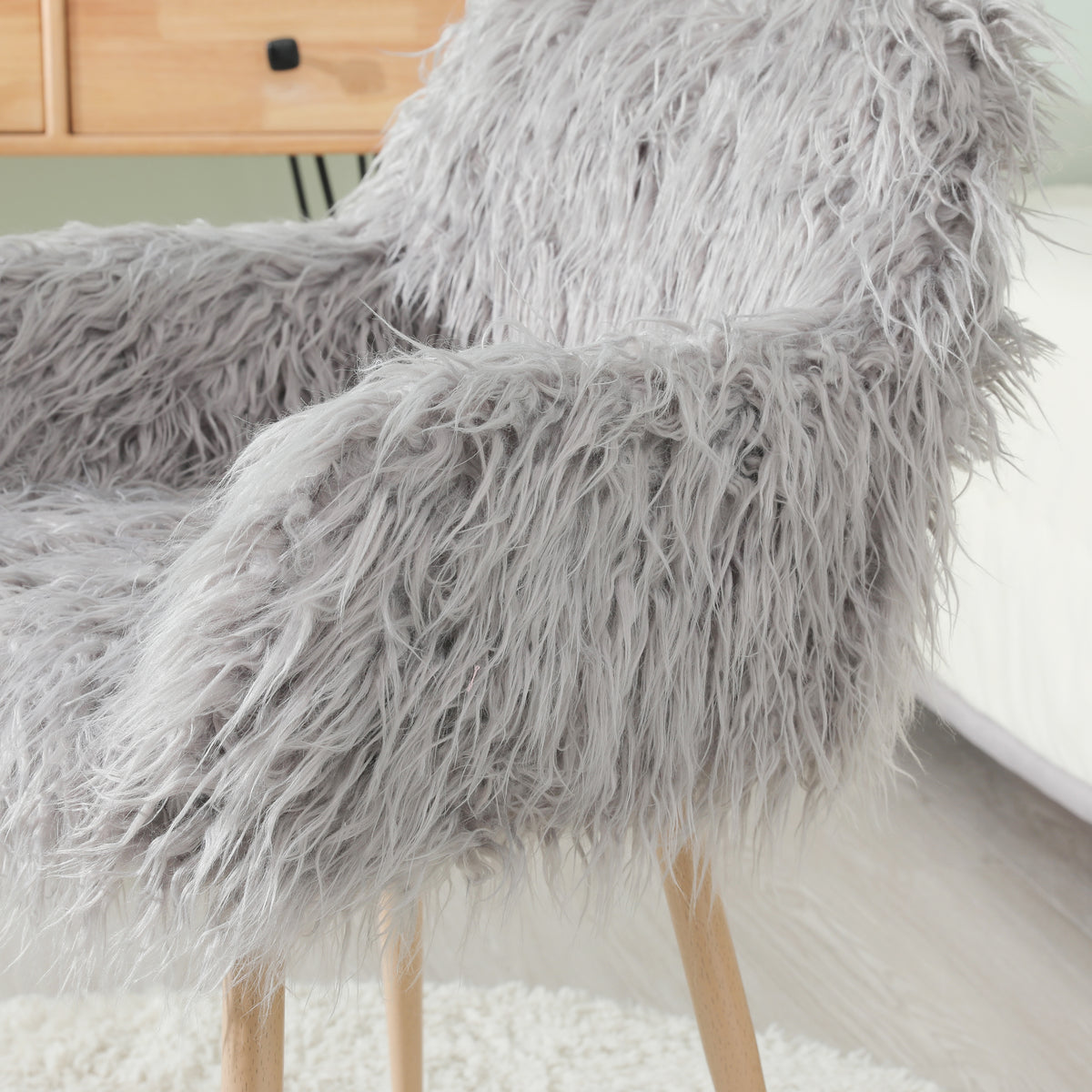 Grey Velvet Dining Chair with Metal Legs