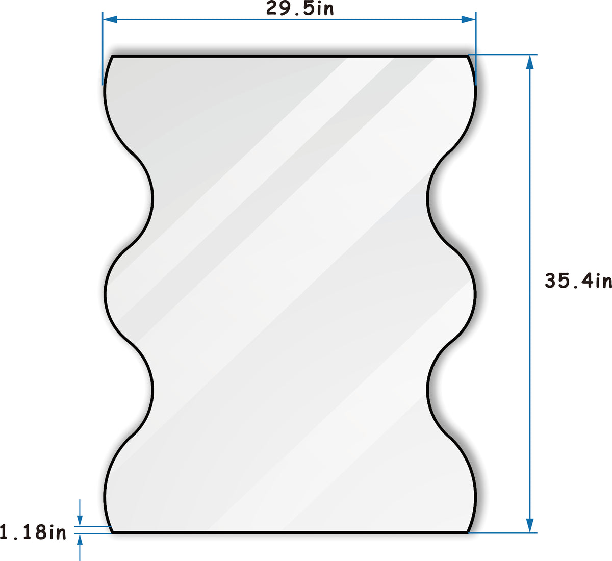 30x35” Rectangular Wall Mirror – Black Frame
