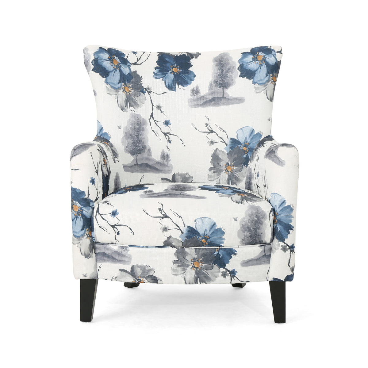 Retro Printed Accent Chair Blue
