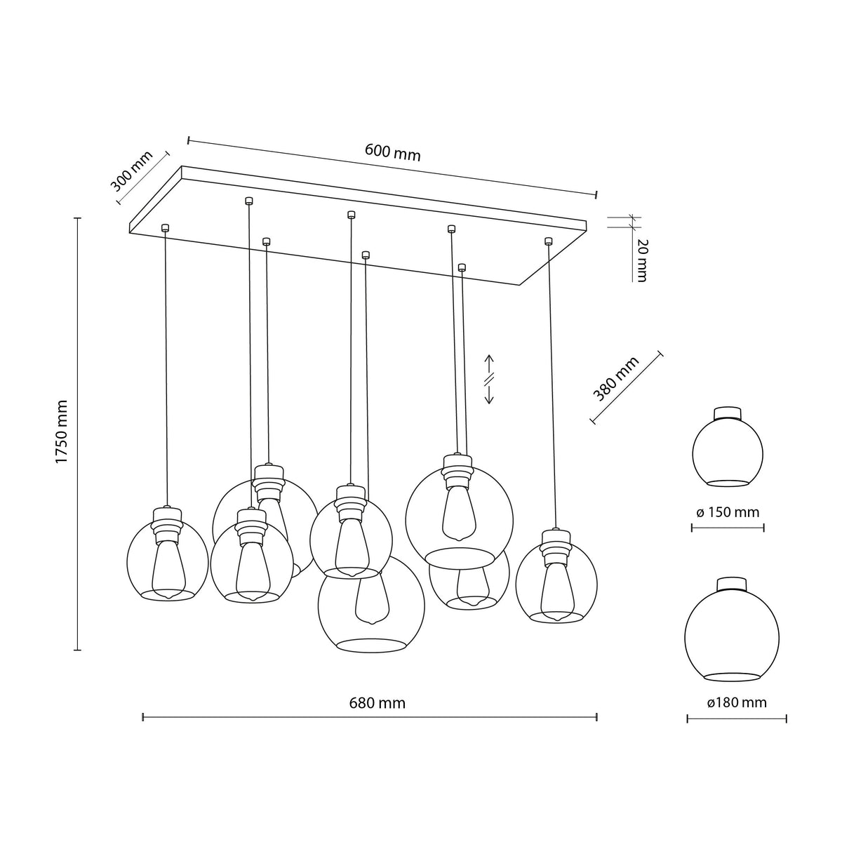 CUBUS Graphite Glass Scandinavian Pendant Light 8