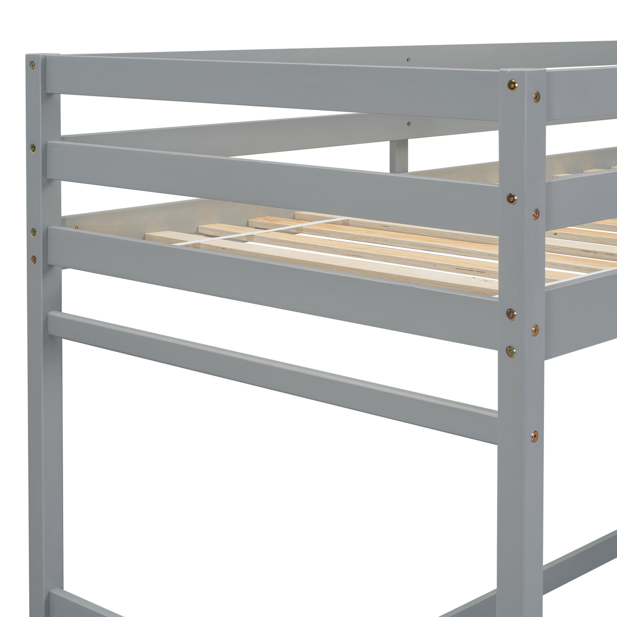 Twin High Loft Bed with Ladder Gray