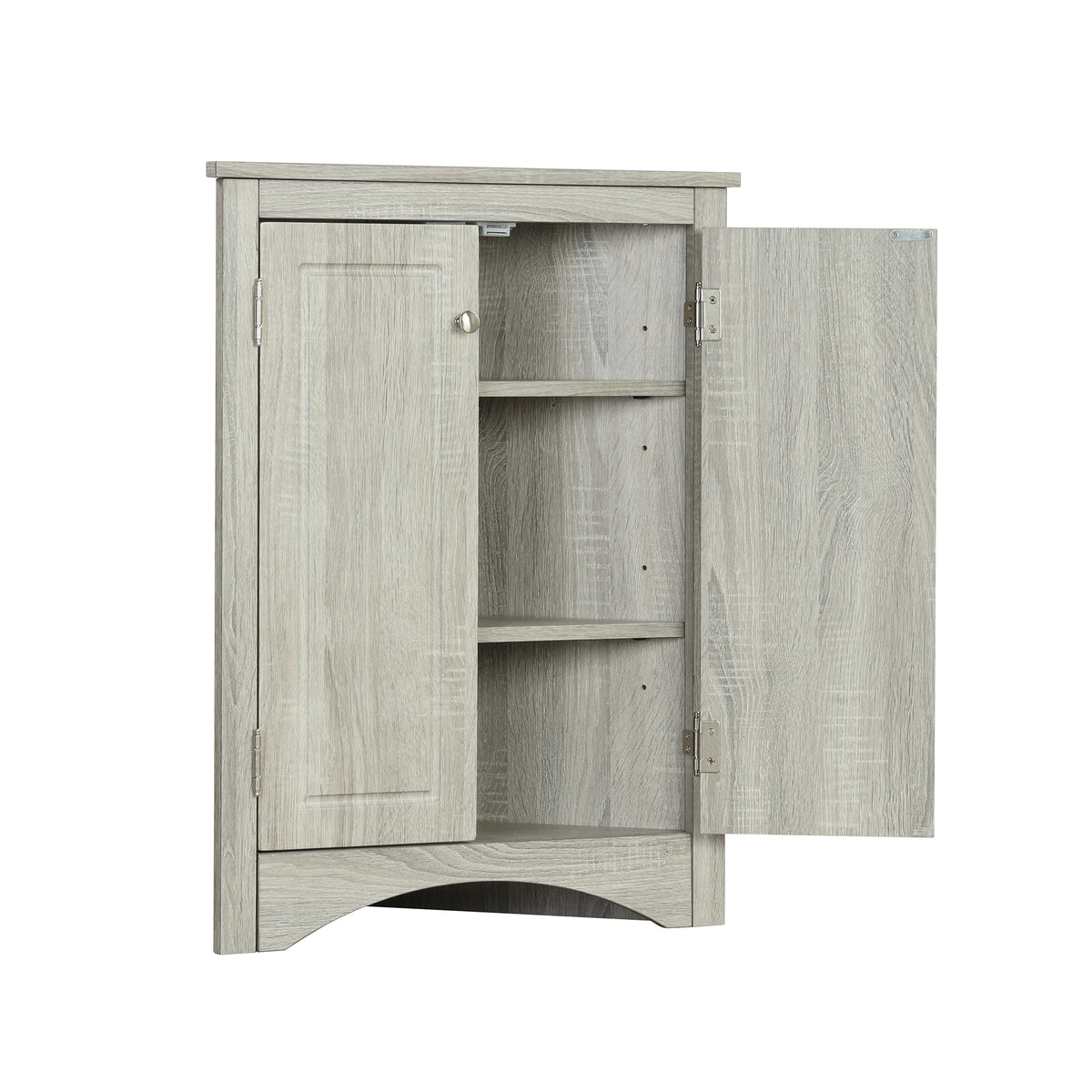 Oak Corner Bathroom Cabinet with Shelves