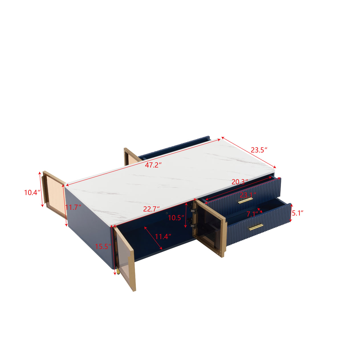 Navy Coffee Table Gold Legs