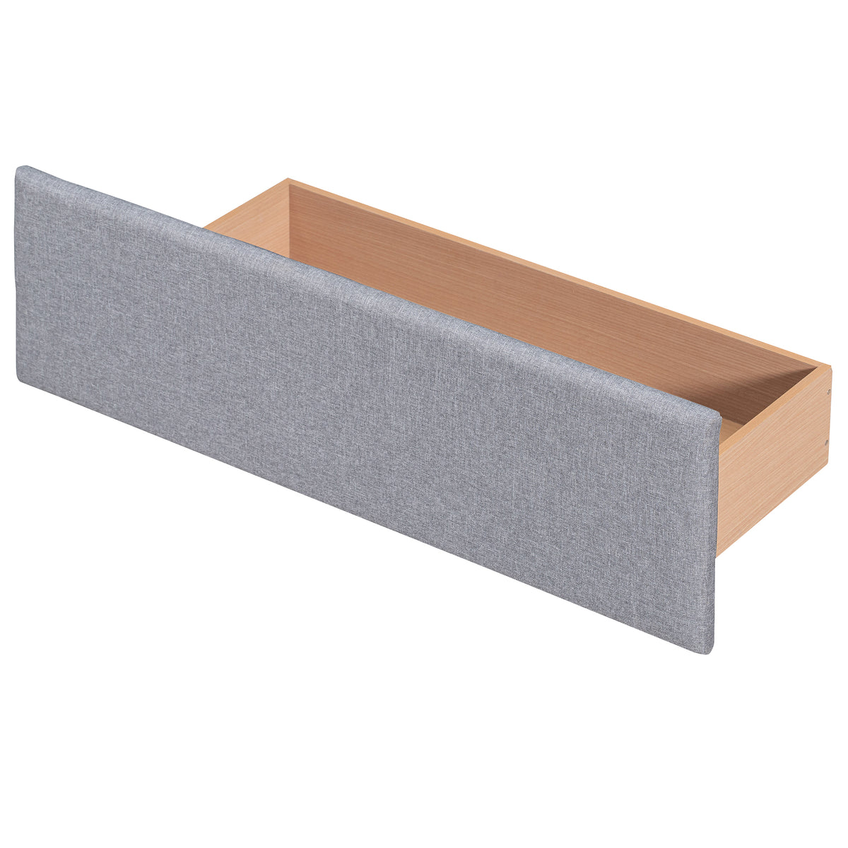 Upholstered Platform Bed with Drawers Light Gray