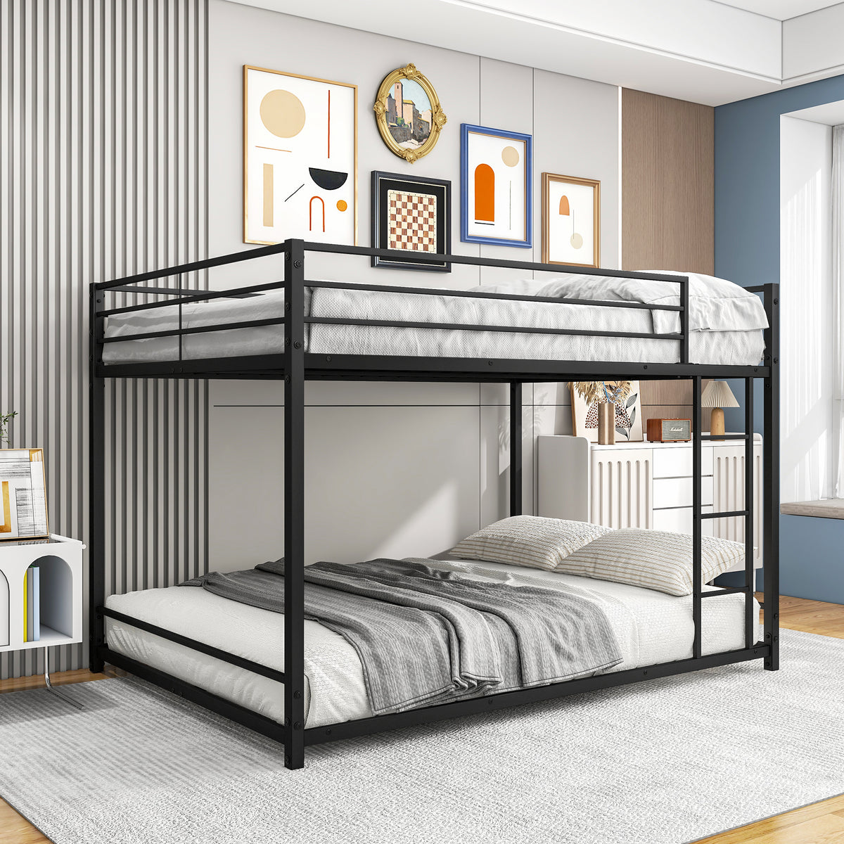 Full Metal Bunk Bed Heavy Duty Black