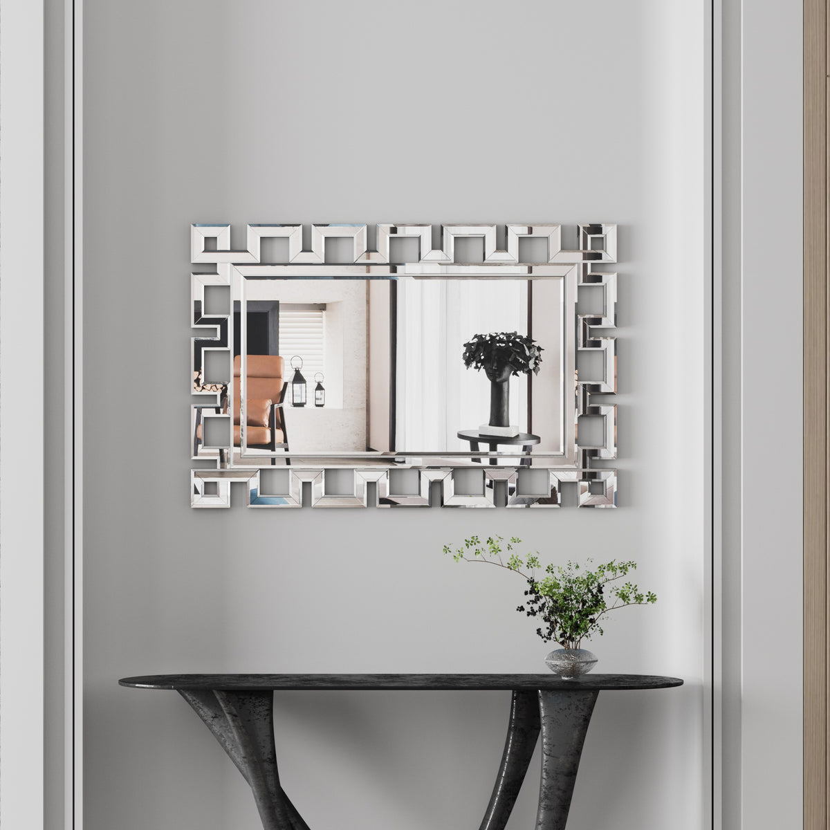 Large Rectangular Silver Wall Mirror