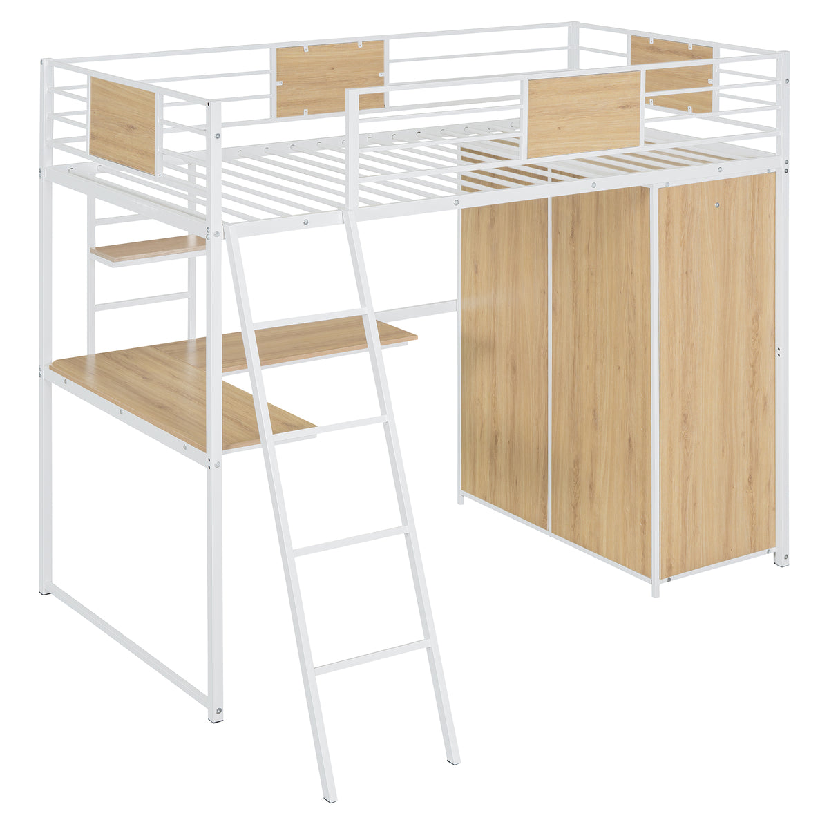 Twin Loft Bed with Desk Gray
