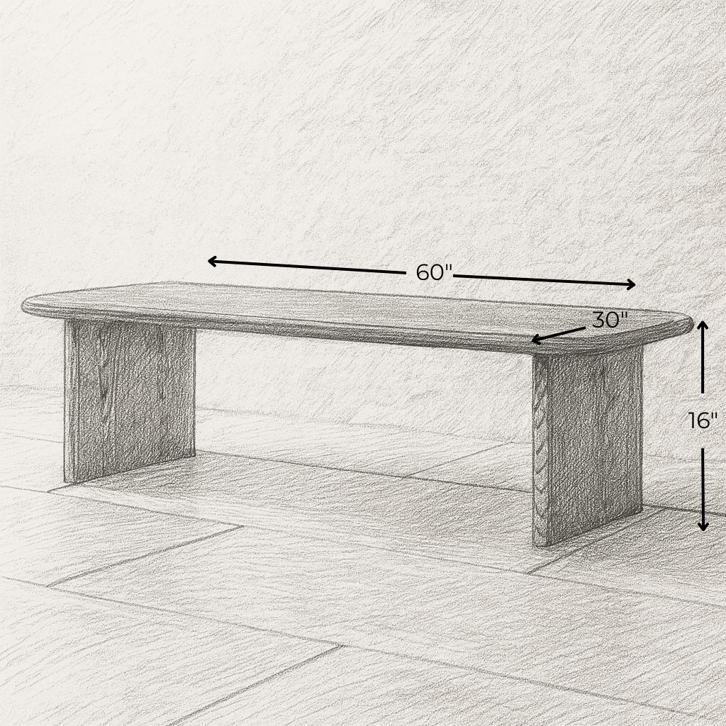 60 Inch Coffee Table in Red Oak