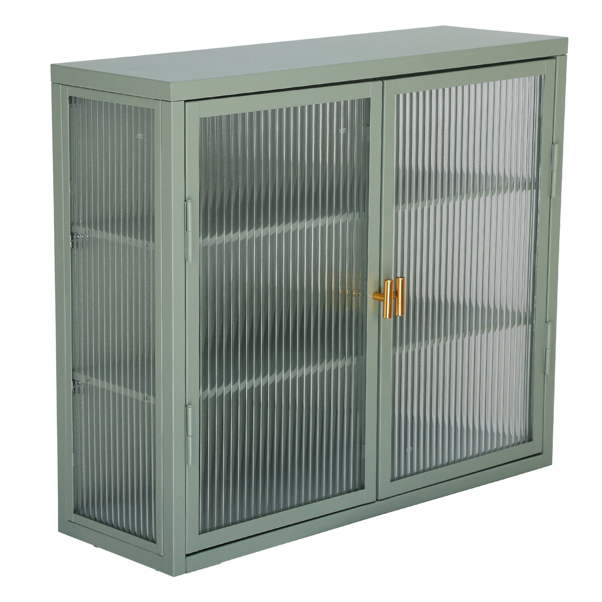 Retro Double Glass Wall Cabinet with Detachable Shelves Brown
