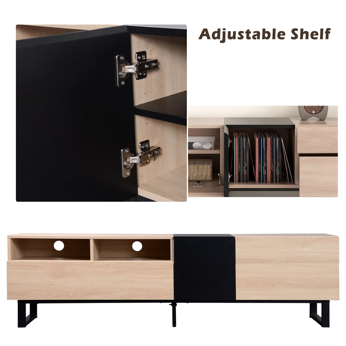 Modern 80" TV Stand with Storage Console