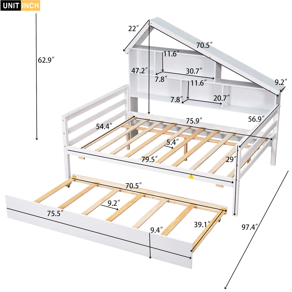 Full Platform Bed White