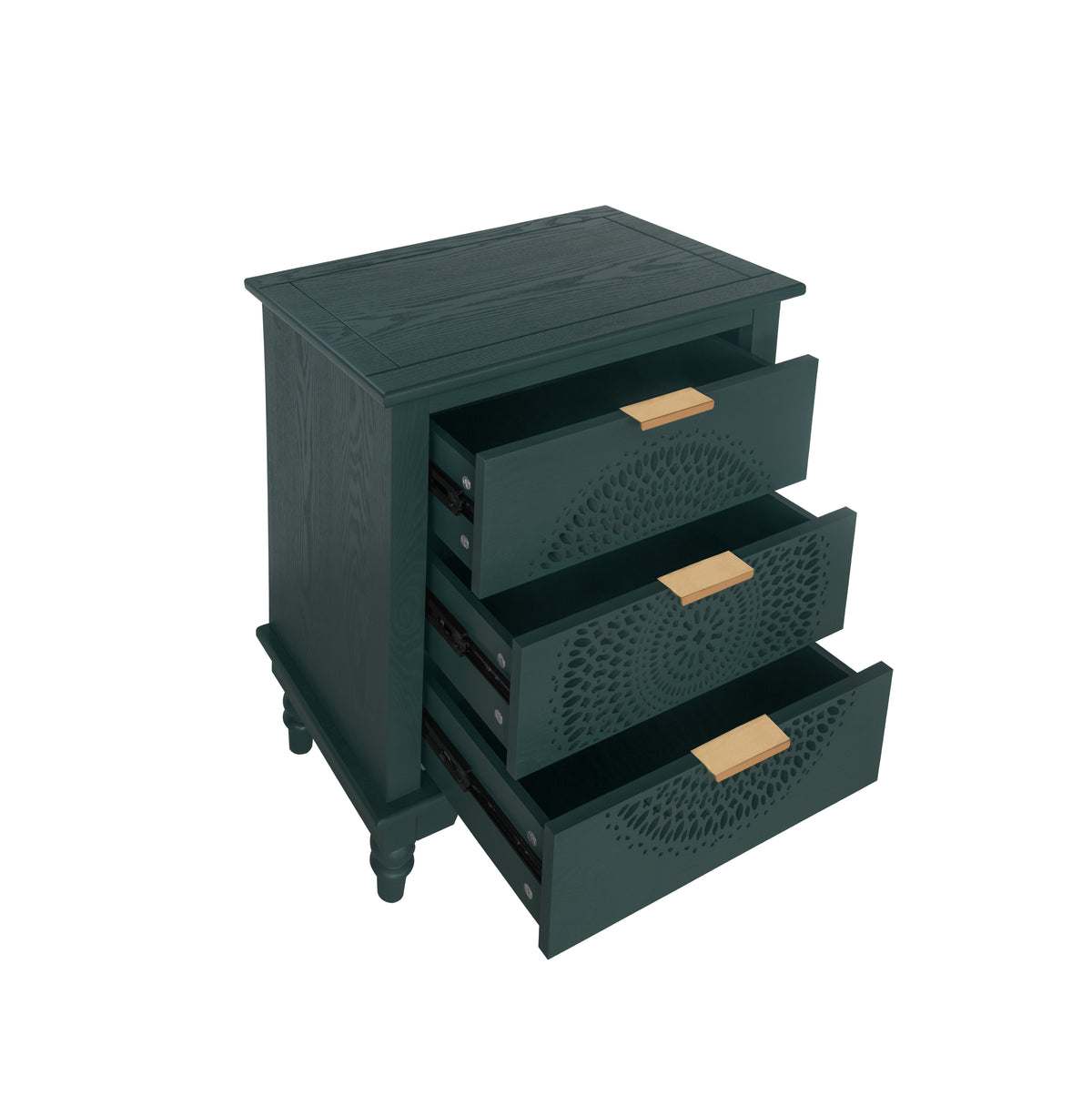 Carved Storage Chest with Metal Handles