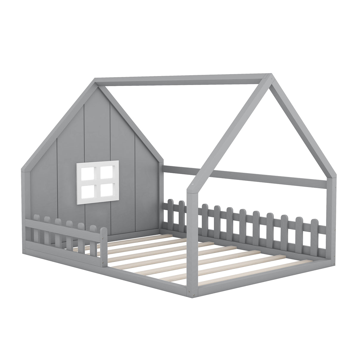 Full House Bed with Window Gray