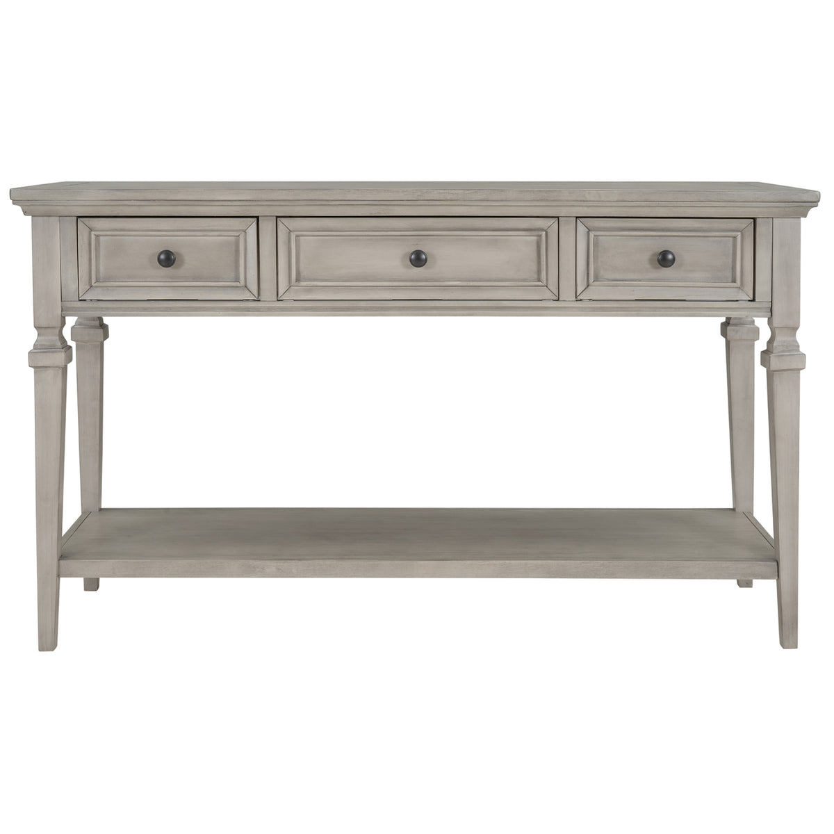 Gray Wood Console Table with Drawers