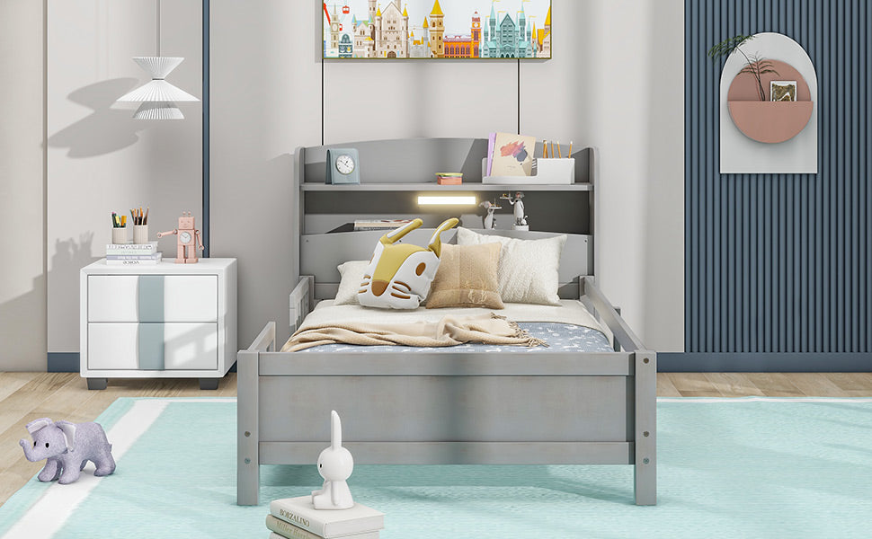 Wood Platform Bed Antique Gray
