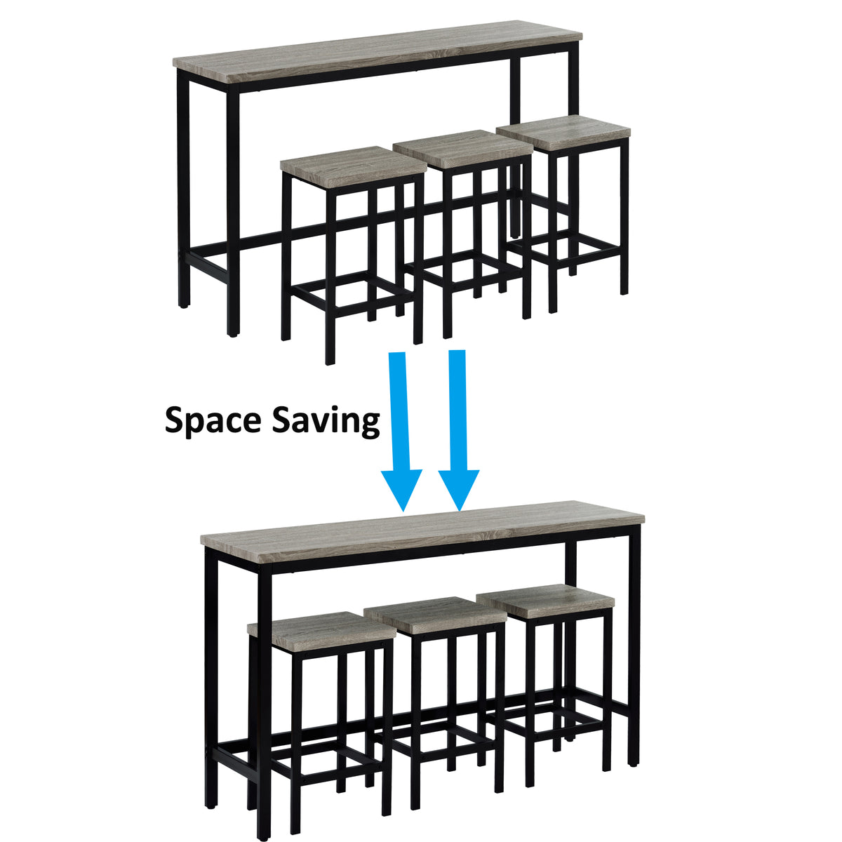 Counter Height Dining Table Set (4 pcs) – Gray Finish