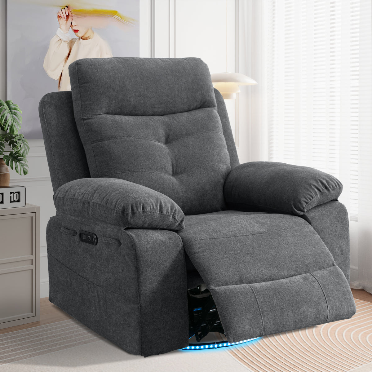 Electric Recliner Chair with LED Lighting Gray