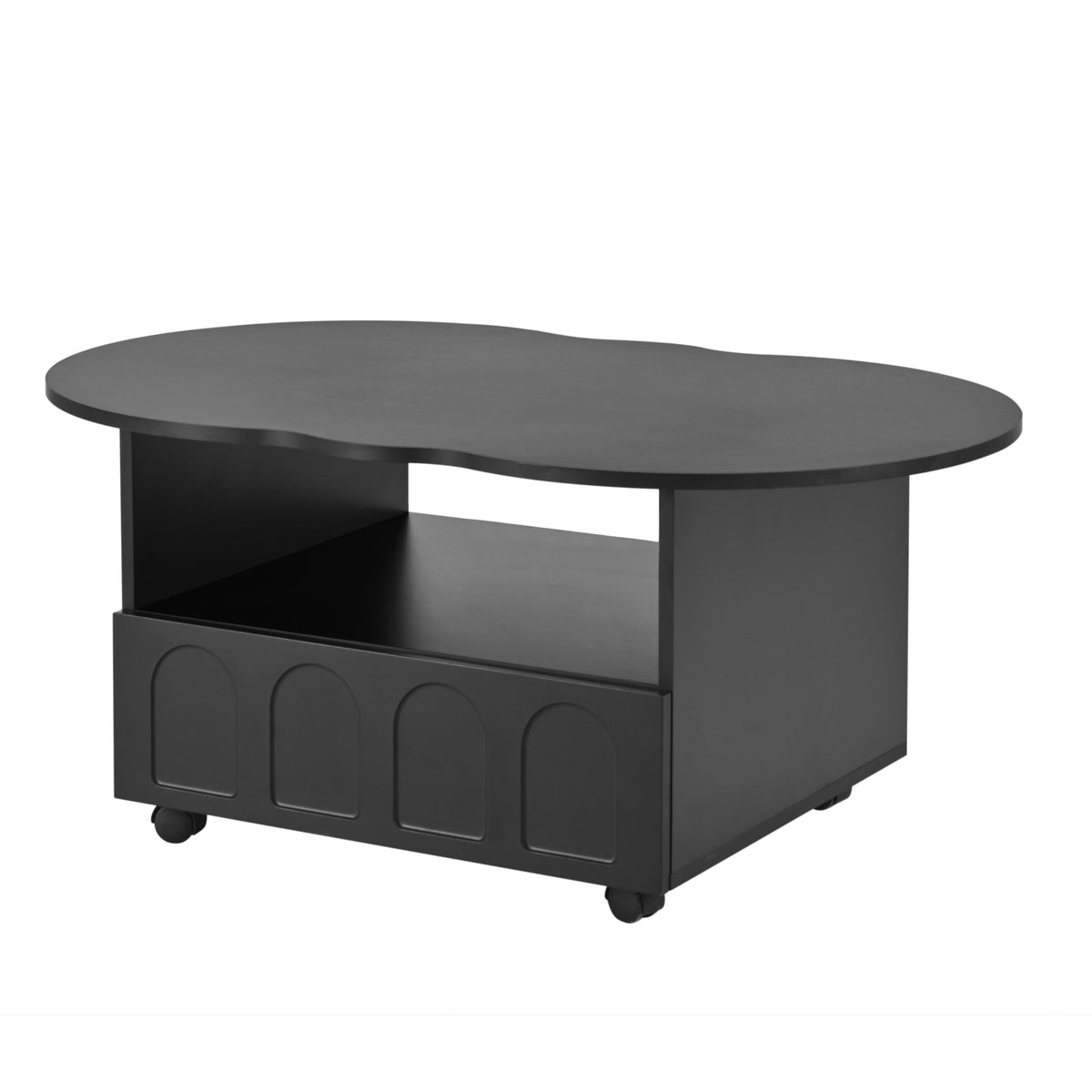 Cream Coffee Table with Storage Drawers – Black