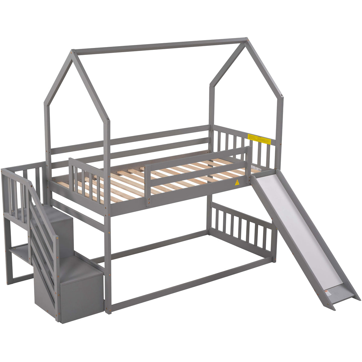 Twin Over Twin Bunk Bed with Storage Gray