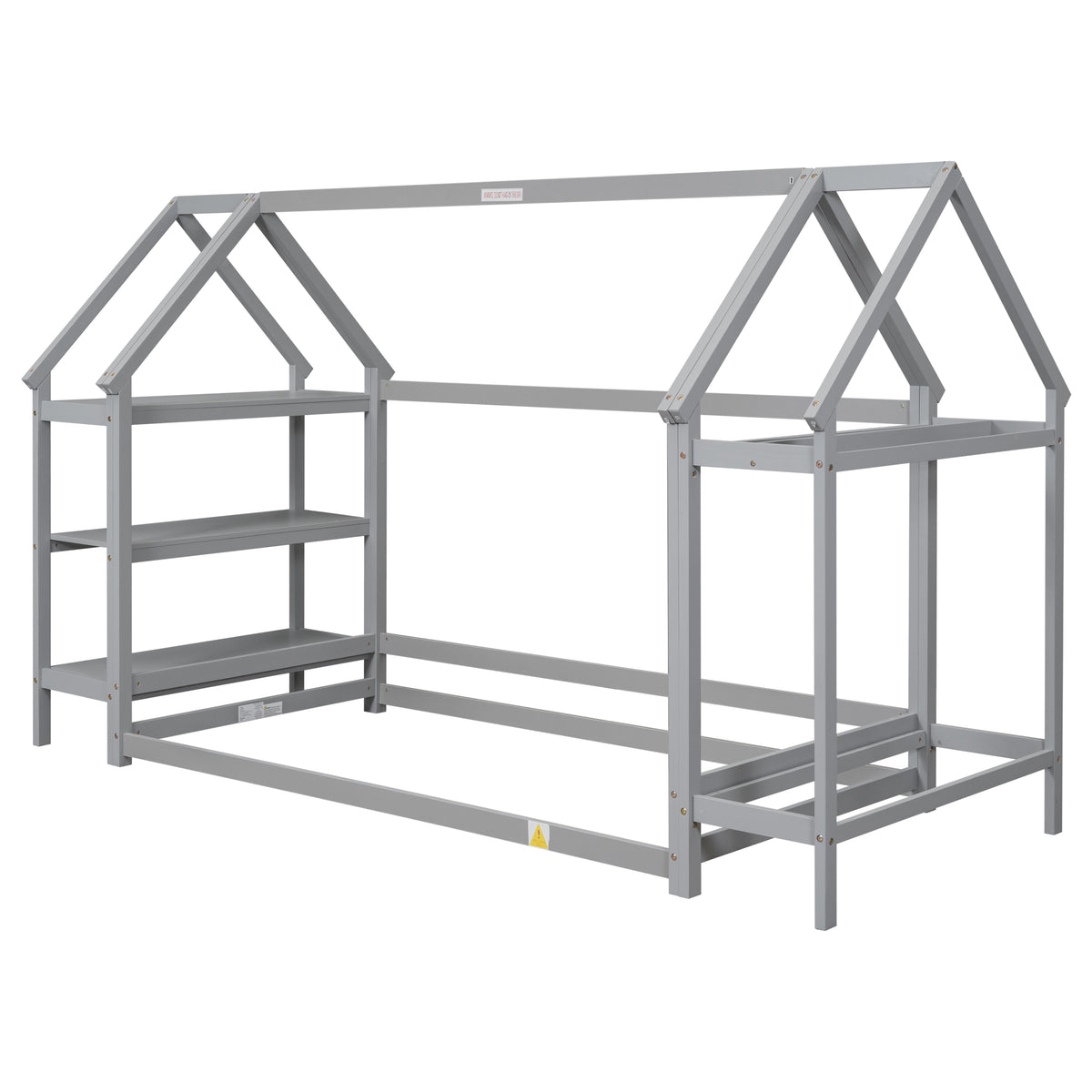 House Frame Platform Bed with Storage Gray