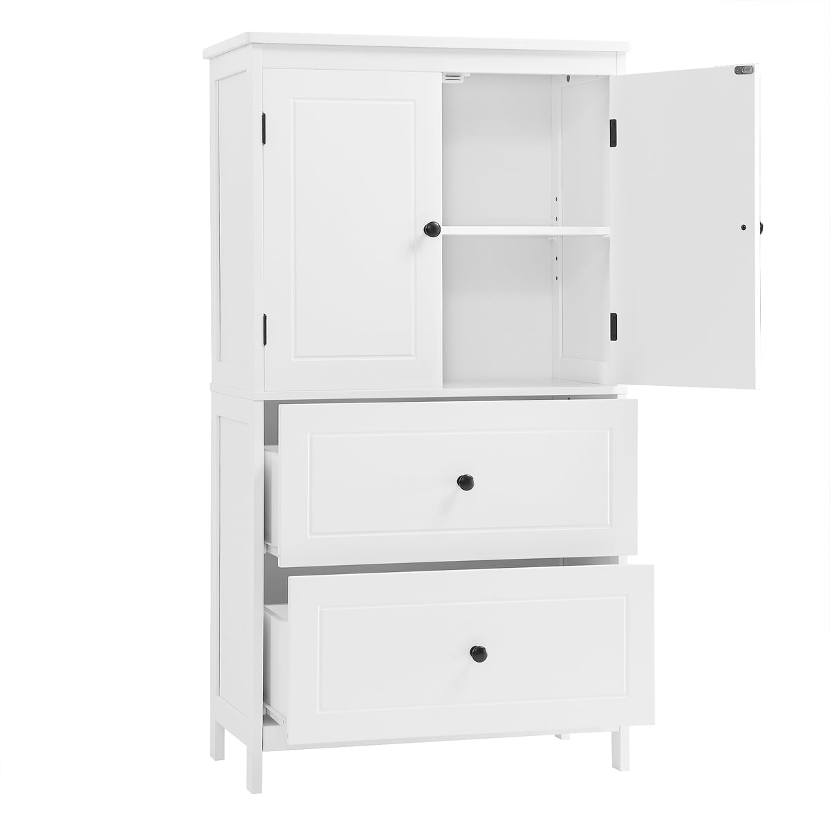 White Bathroom Storage Cabinet with Drawers