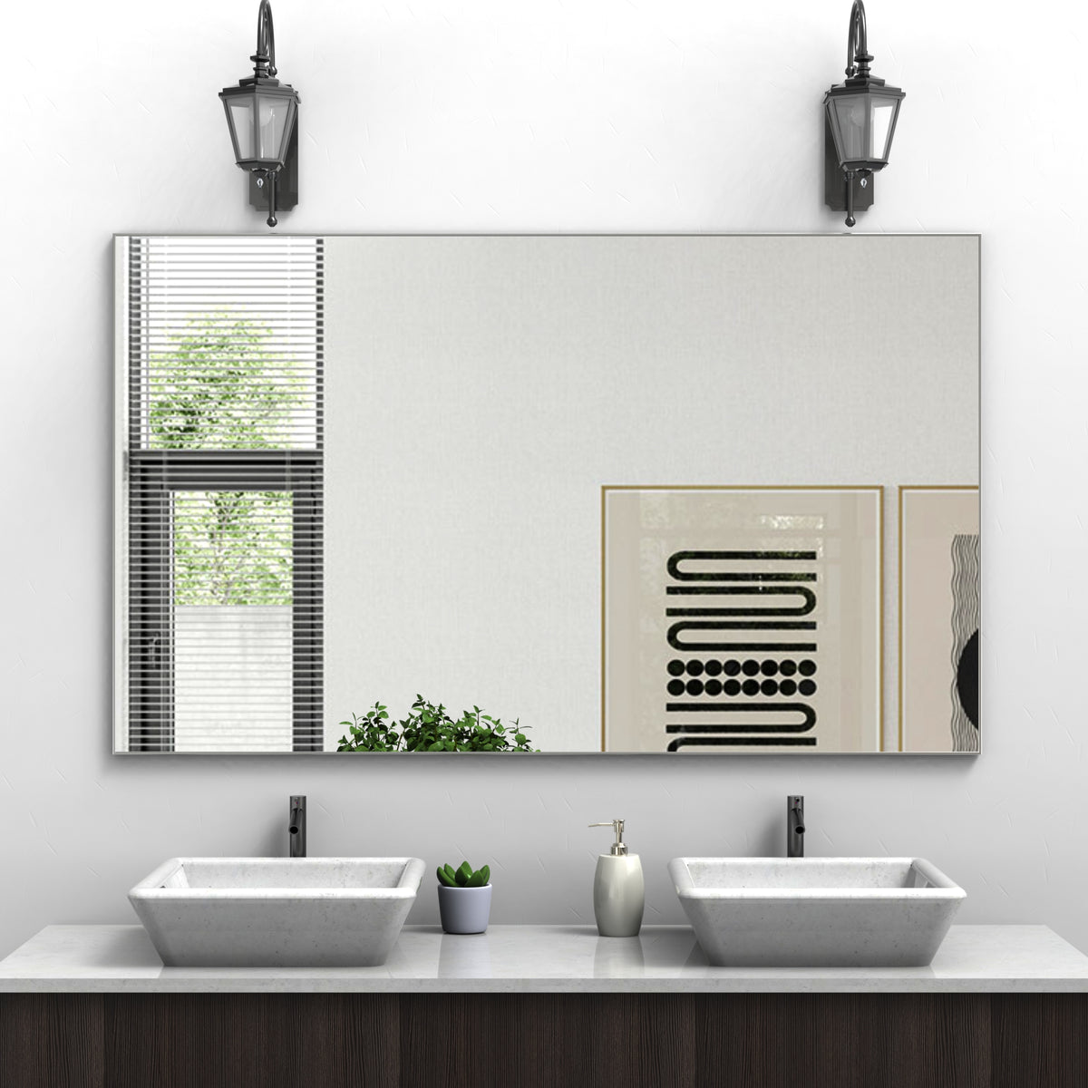 Oversized Bathroom Mirror Silver