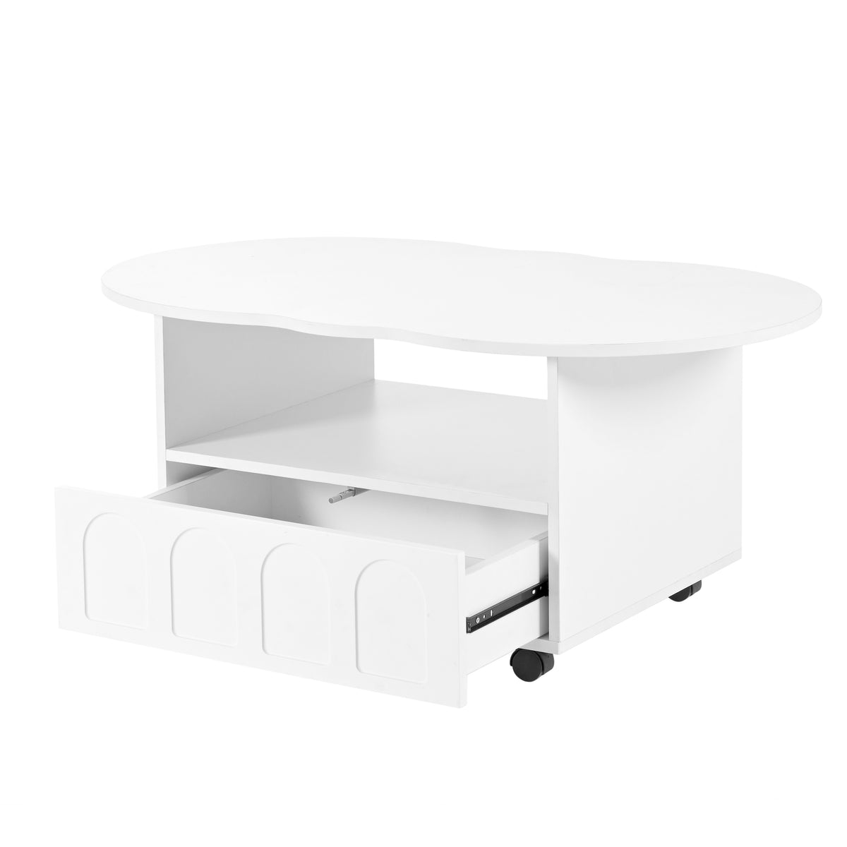 Cream Coffee Table with Storage Drawers – White