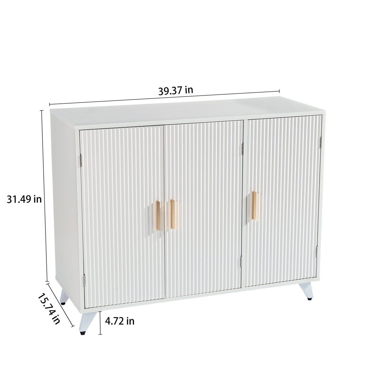 White Wavy Texture Sideboard Buffet Cabinet