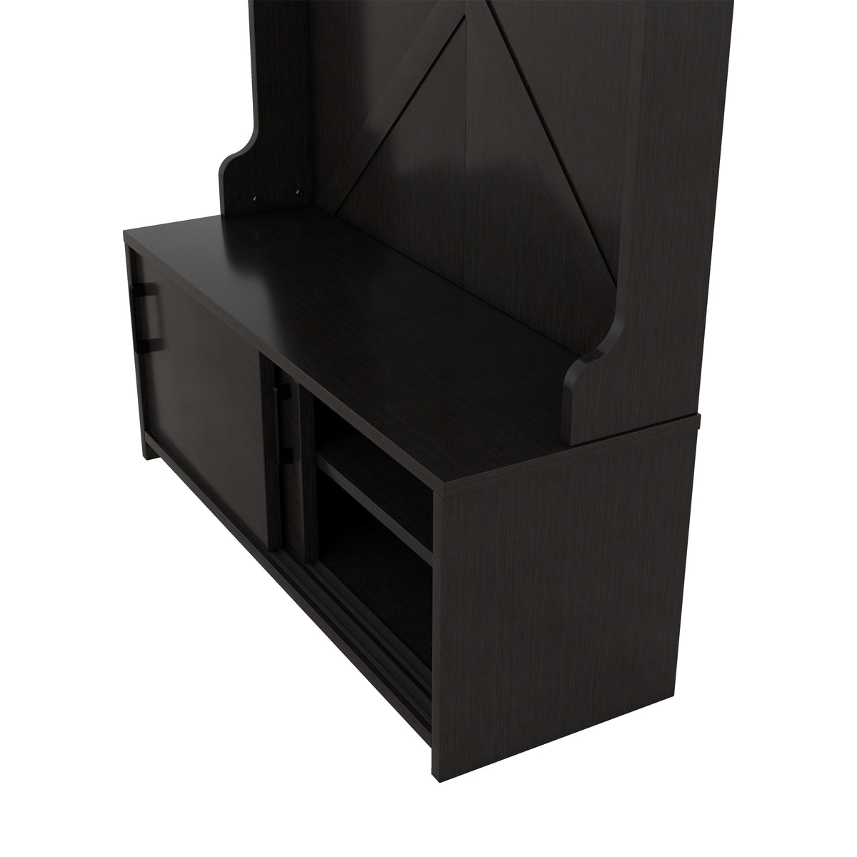 Hall Tree with Sliding Door and Hooks Black