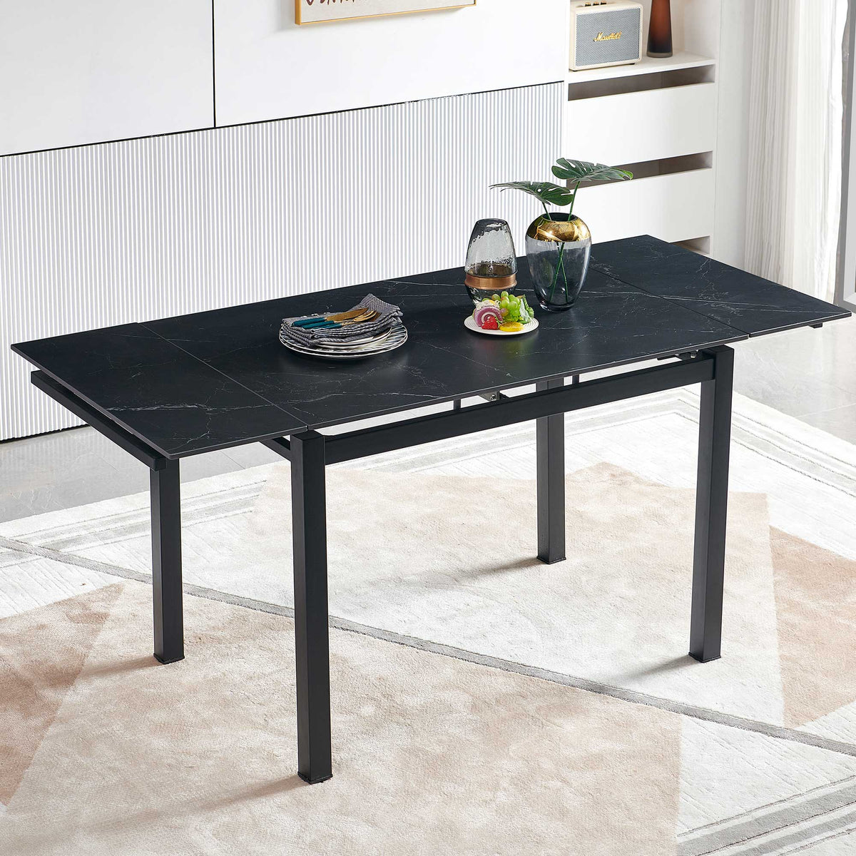 Black Ceramic Expandable Dining Table