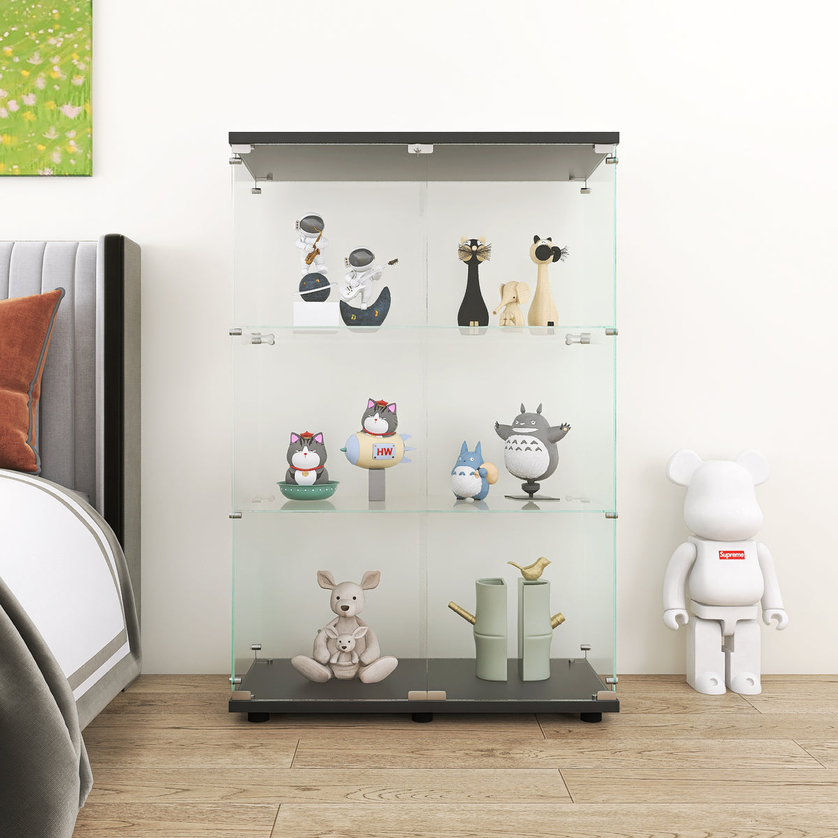 Triple Glass Display Cabinet White