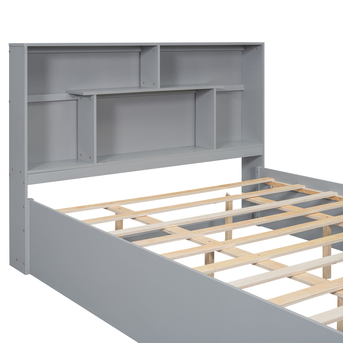 Queen Platform Bed with Storage Drawers Gray